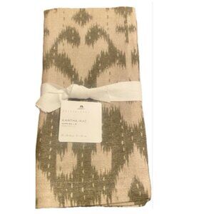Pottery Barn Ikat Cotton Kantha Napkins 20 in. Set of 4, Green Taupe